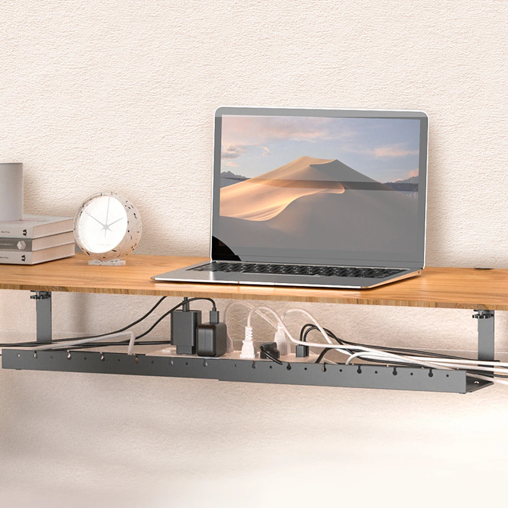 

Under Desk Cable Management Tray Retractable Under Desk Cable Shelf Heavy Duty Wire Management Rack for Cords Wires Power Strip
