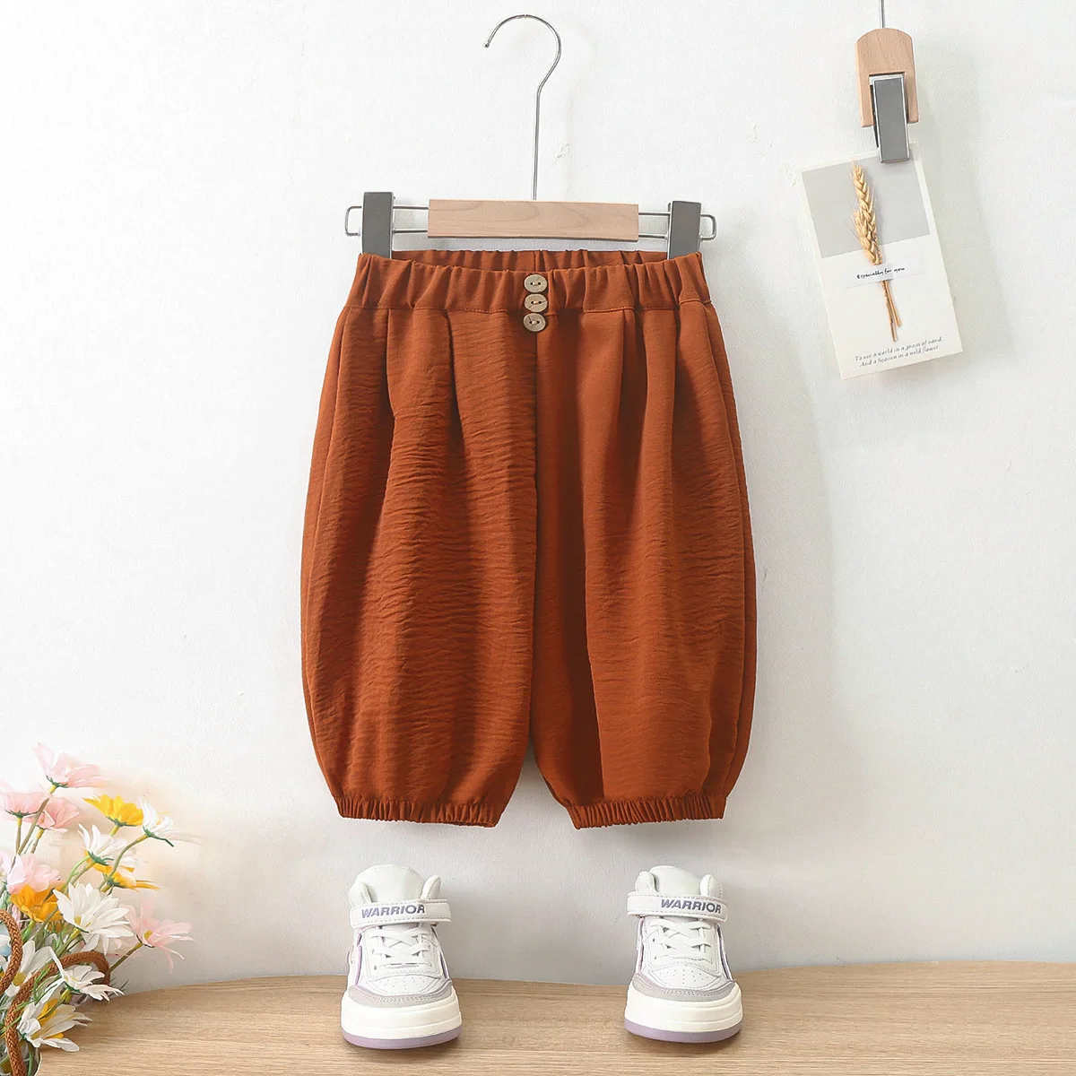 Children's Capri Pants New Summer Solid Color Thin Trousers Korean Lantern Bottoms Casual Outdoor Playwear Boys Girls