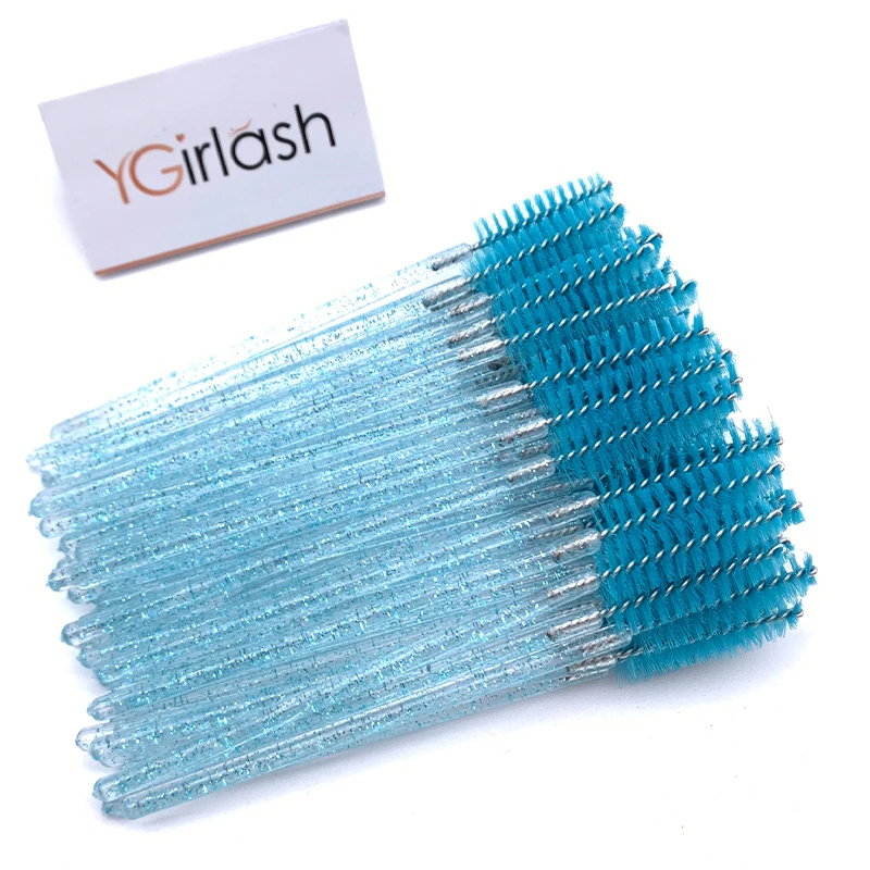 YGirlash คิ้วมาสคาร่าขนตาแปรง Spoolie 50ชิ้น/เซ็ตขายส่งทิ้ง Lash Wands ตัวต่อขนตาแปรง