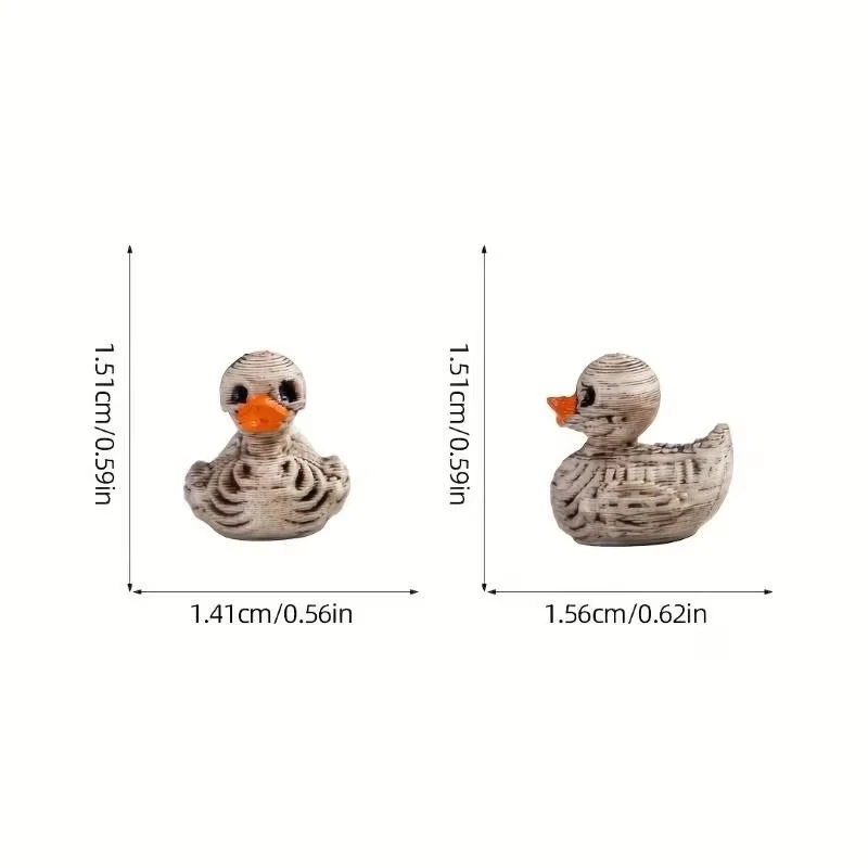 0.6in Gothic Cute Skull Ducks - Resin Figurines for Halloween, Gothic Home, Office, Party - Compact Desk Decor