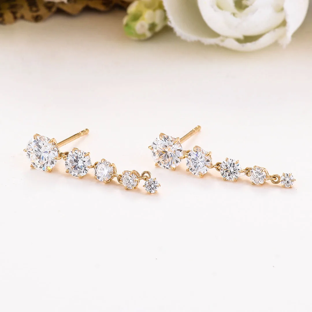 Provence Luxury Drop Earrings for Women 18K Gold D/VS1 Lab Diamonds Fine Engagement Jewelry Stud Earrings Personalized Custom