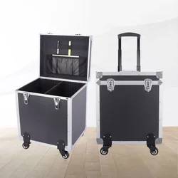 Caja de vuelo de aleación de aluminio, embalaje de Audio, almacenamiento, transporte, cajas de herramientas completas profesionales portátiles con carrito de ruedas