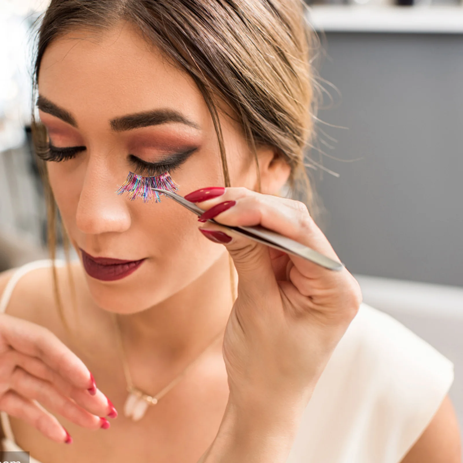 3 أزواج من الرموش المزيفة المصنوعة من الألياف خفيفة الوزن وملونة لمكياج الهالوين وديكور العين #4