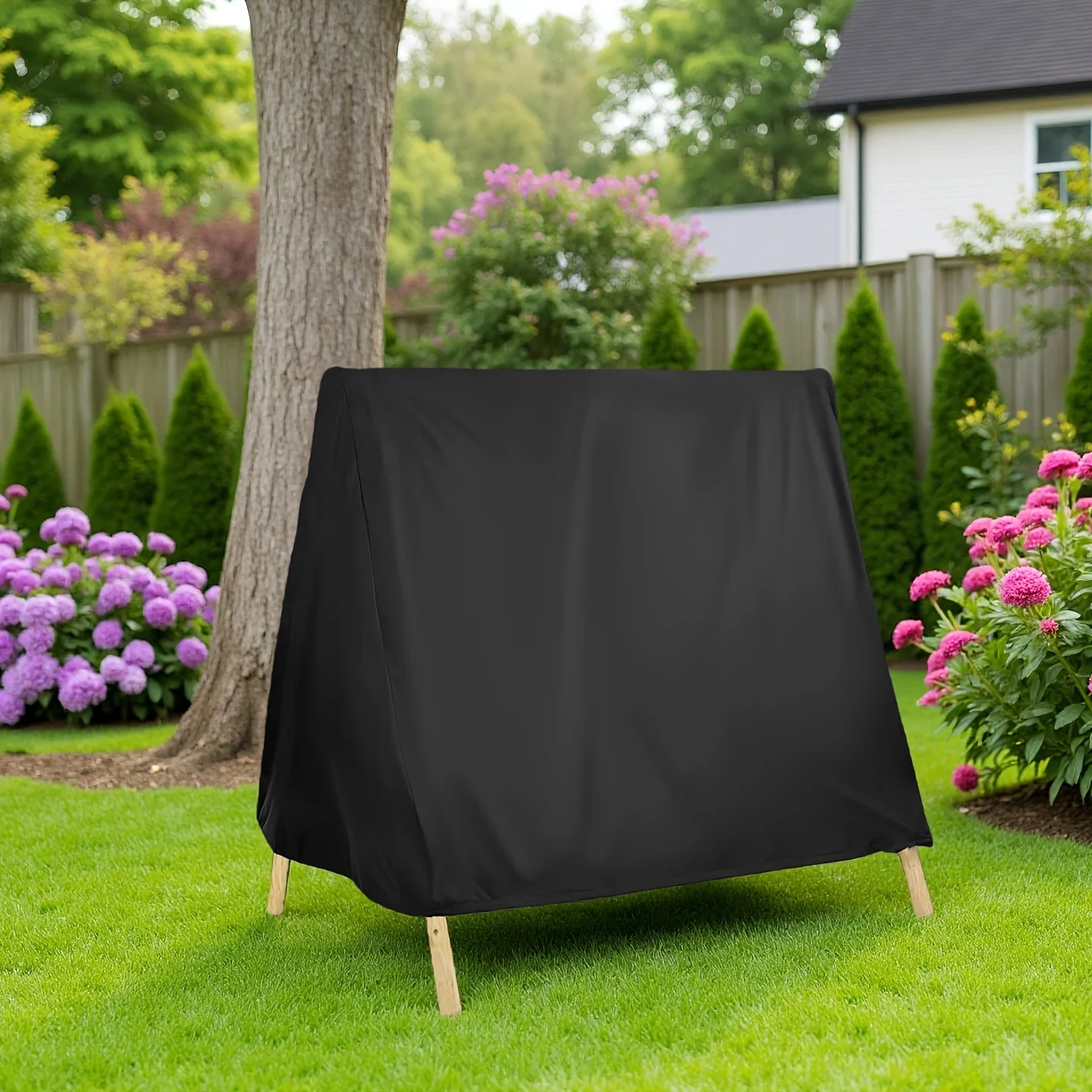 A-Frame Swing & Hammock Heavy-Duty Protective Cover, PA Coated Oxford Fabric Adjustable Drawstring, Suitable for Patio Porch