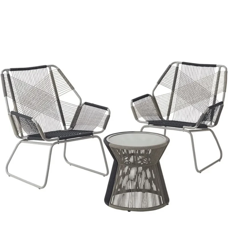 Simple casual outdoor rattan chair tea table three-piece set