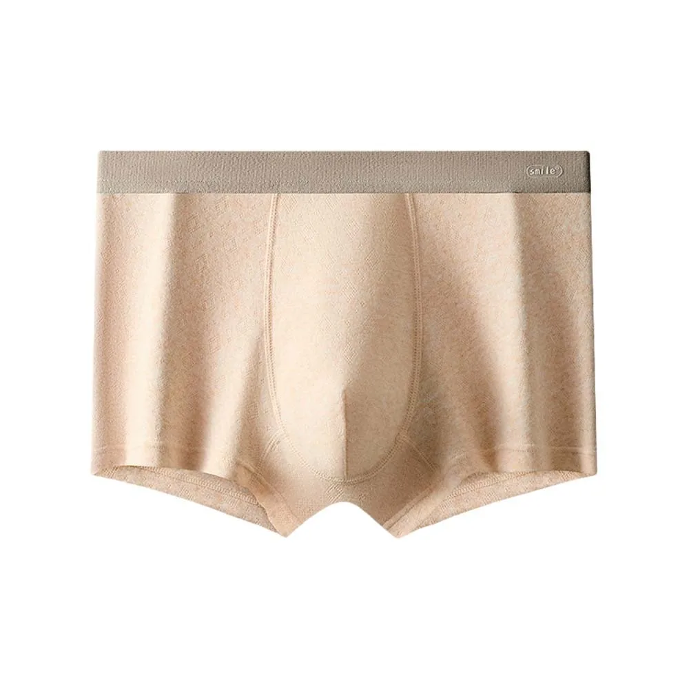 

Comfortable Thin Cotton Boxer Briefs Seamless Mid Waist Cotton Boxers Solid Color Lingerie Underwear for Men Daily