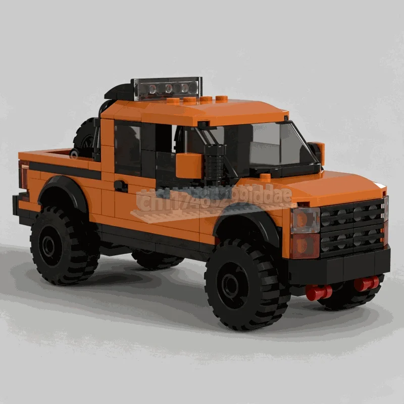 208PCS Orange Off Road Rally Pickup Truck Building Blocks Technical Vehicle Model DIY Assembly Creative City Display Gifts Toy
