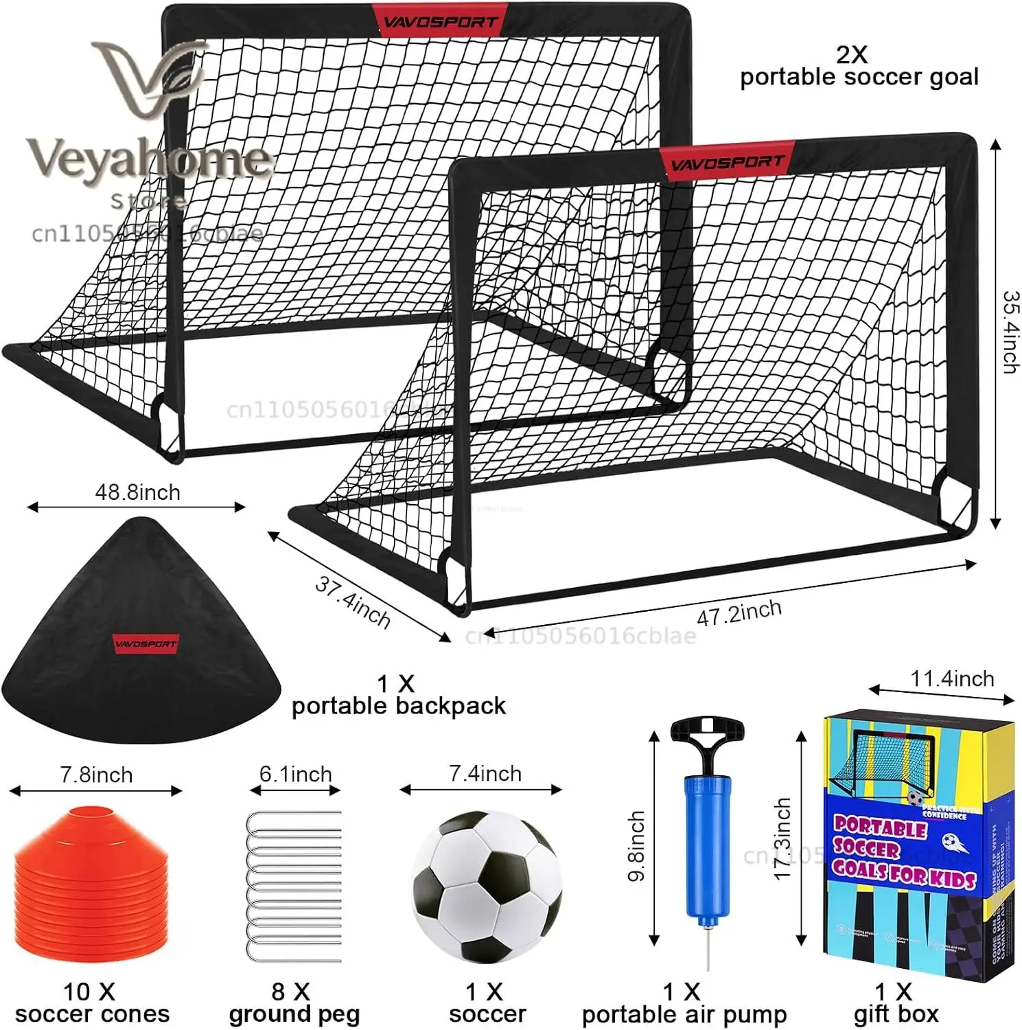 Kids Soccer Goals for Backyard Set - 2 of 4' x 3' Portable Soccer Goal Training Equipment