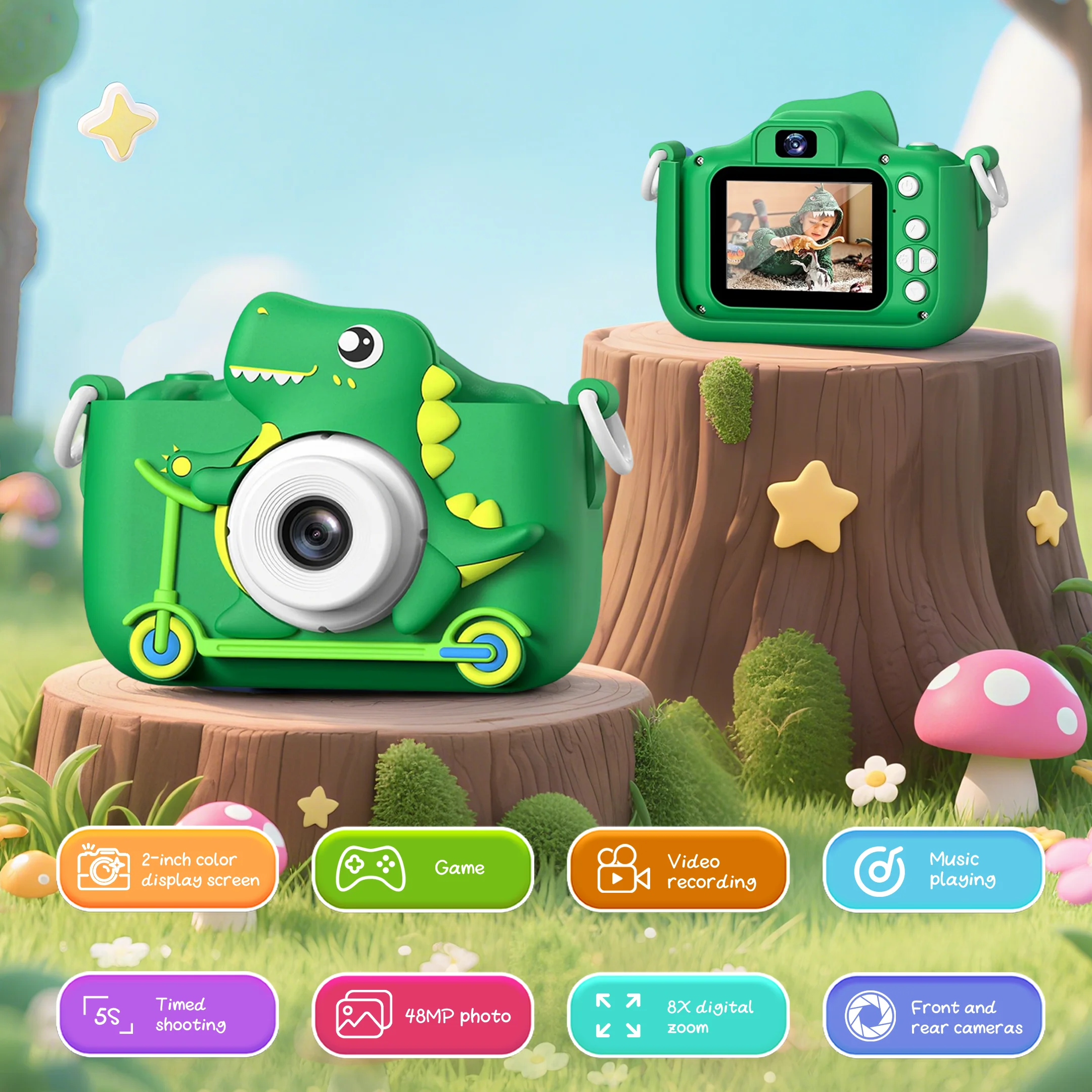 

Детские фотоаппараты INOCTI, серия динозавров, цифровая видеокамера для малышей, игрушки на Рождество, подарки на день рождения