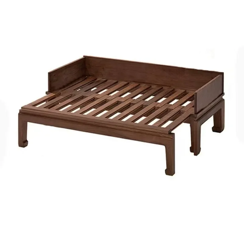 Old elm bed living room small apartment living room solid wood push-pull sofa bed beauty chaise longue sofa bed