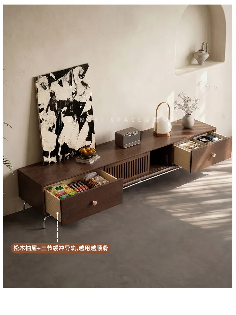 Solid wood floor cabinet storage and storage integrated new living room TV cabinet