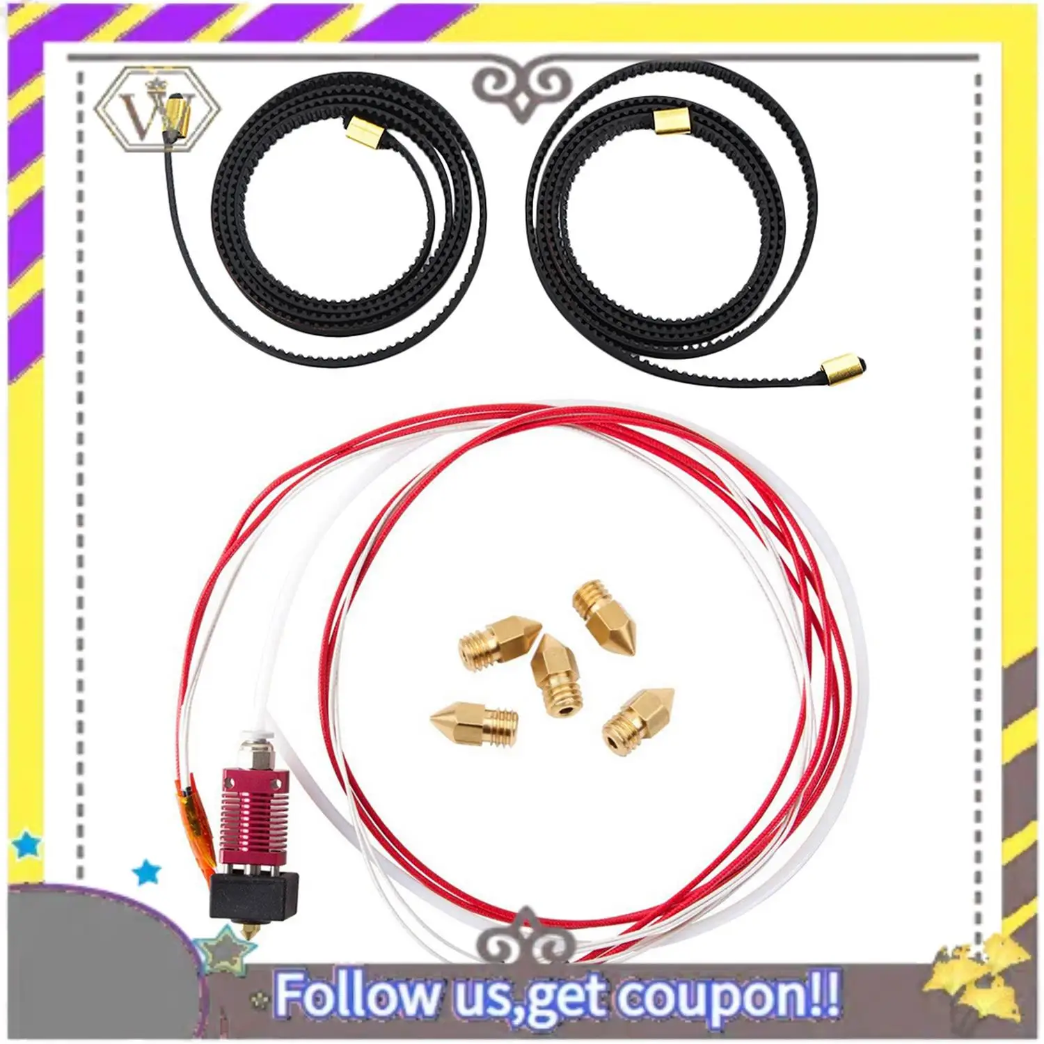 

New 2Pcs X+Y Axis Synchronous Belt Gt2-6Mm X 765Mm+Y 720Mm Closed-Loop Timing Belt Terminal & 1 Set 3D Printer Extruder Assemble