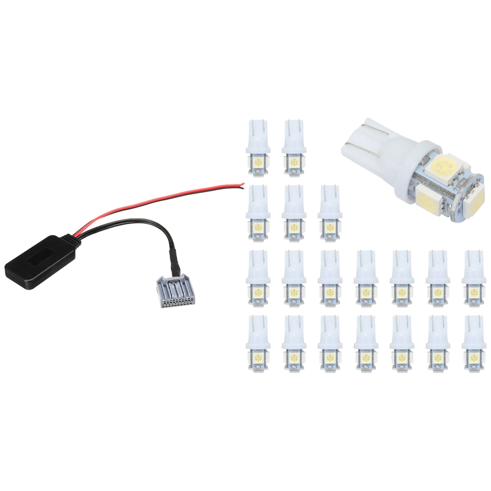 

1 шт. автомобильный беспроводной модуль Bluetooth 4,0 музыкальный адаптер и 1 комплект Super White T10 Wedge 5-SMD 5050 светодиодные лампочки-L94A