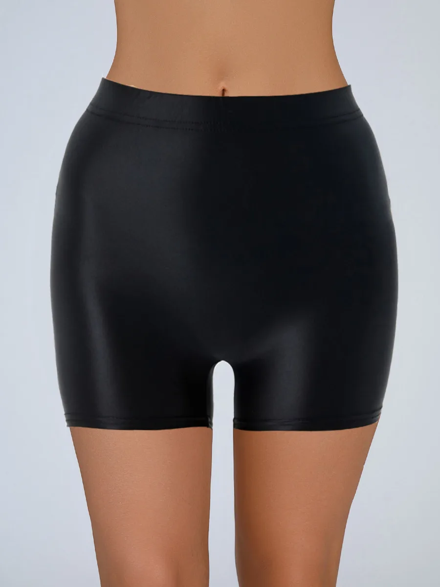 شورت شفاف سلس لامع ناعم للجنسين عالي المرونة مقاس كبير شورت كاجوال سريع الجفاف بلون سادة أنيق LTJ5