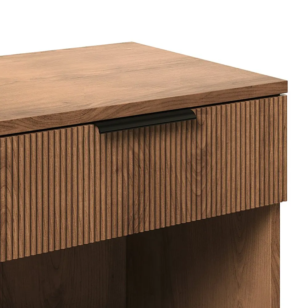 Modern Reeded-Front 1-Drawer Nightstand