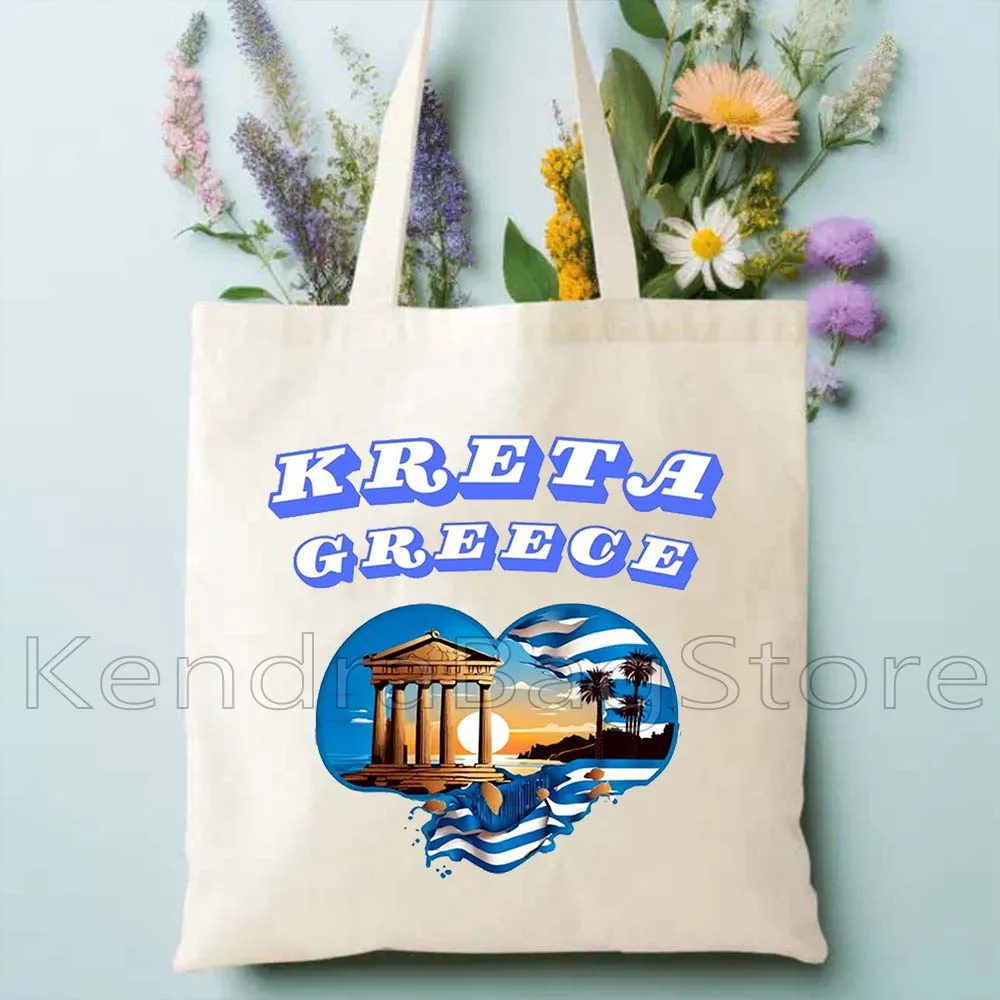 الجمالية ناكسوس كريت اليونان سانتوريني شاطئ الغروب الرجال النساء قماش حقيبة كتف Harajuku المتسوق القطن حقيبة يد للتسوق