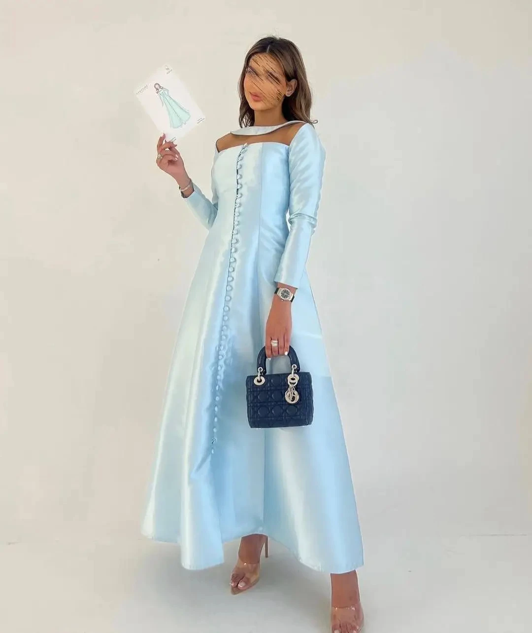 Elegant Strapless Prom Dresses With Cape Long Sleeves Ankle-length Party Girls Dresses Graudation Birthday Gowns