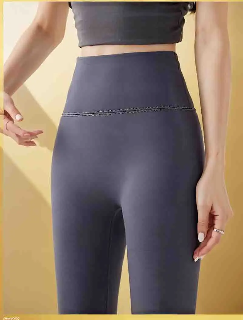 Women'S Fleece Leggings Plush?? Seven-Quarter Comfy Lady'S Shine Detail Match Decoration Oatmeal Lustrous High-Elasticity Tights