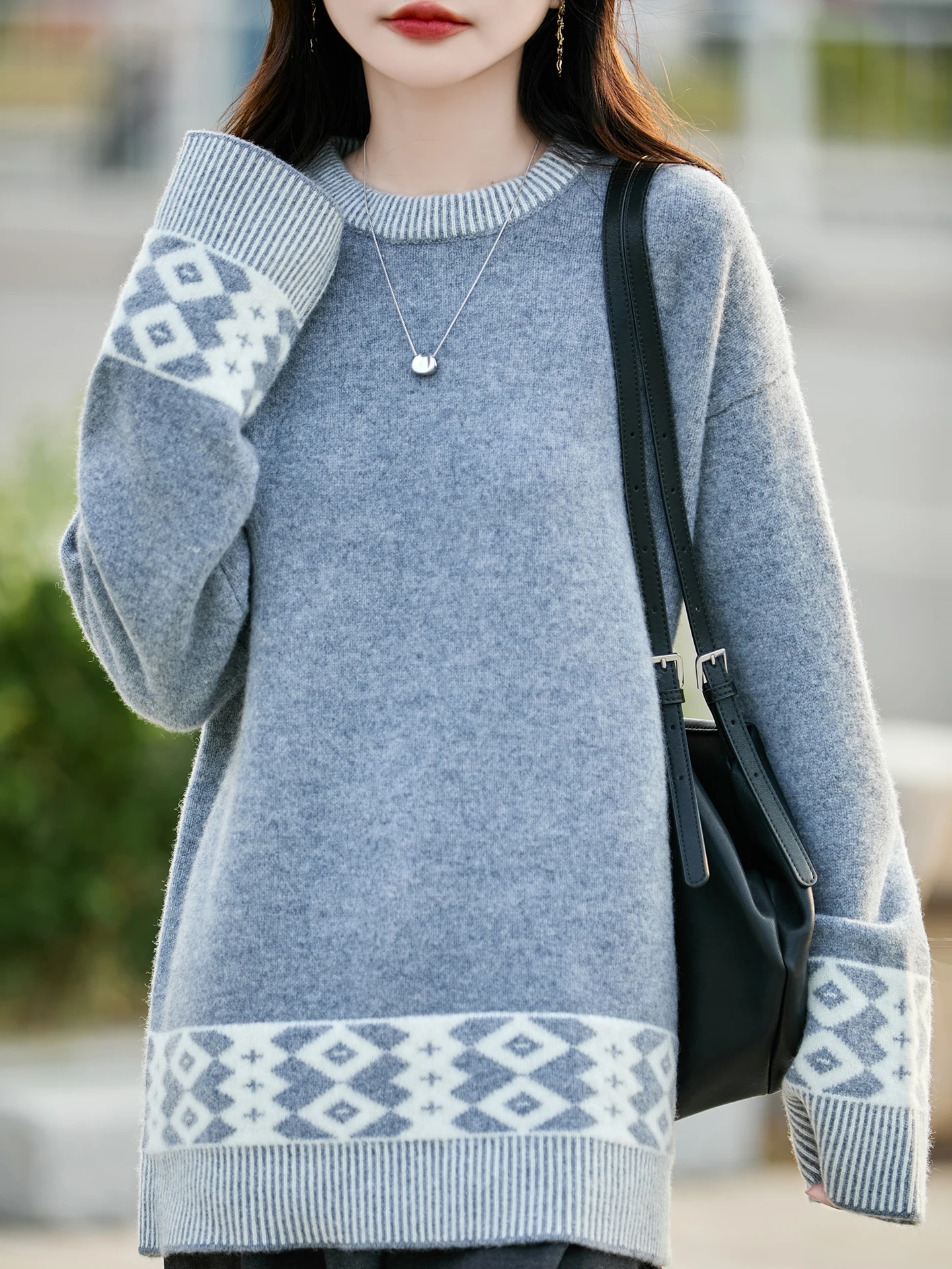 Модный женский роскошный пуловер из 100% мериносовой шерсти, цветная вязаная широкая осенне-зимняя одежда, приятная для кожи, теплая, мягкая