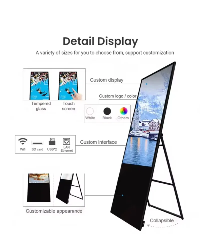 Outdoor waterproof LCD advertising display portable digital poster video and photo player