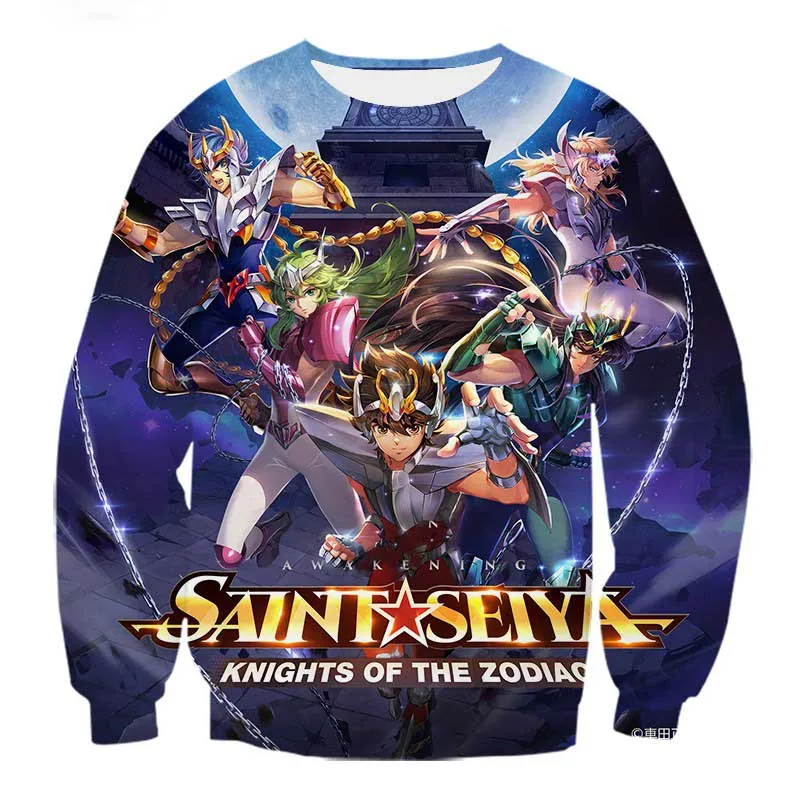 Anime Saint Seiya 3D Printing T-Shirt Men Women Casual Long Sleeve T Shirts Sweatshirt Oversized Harajuku Tees Tops Kids Clothes