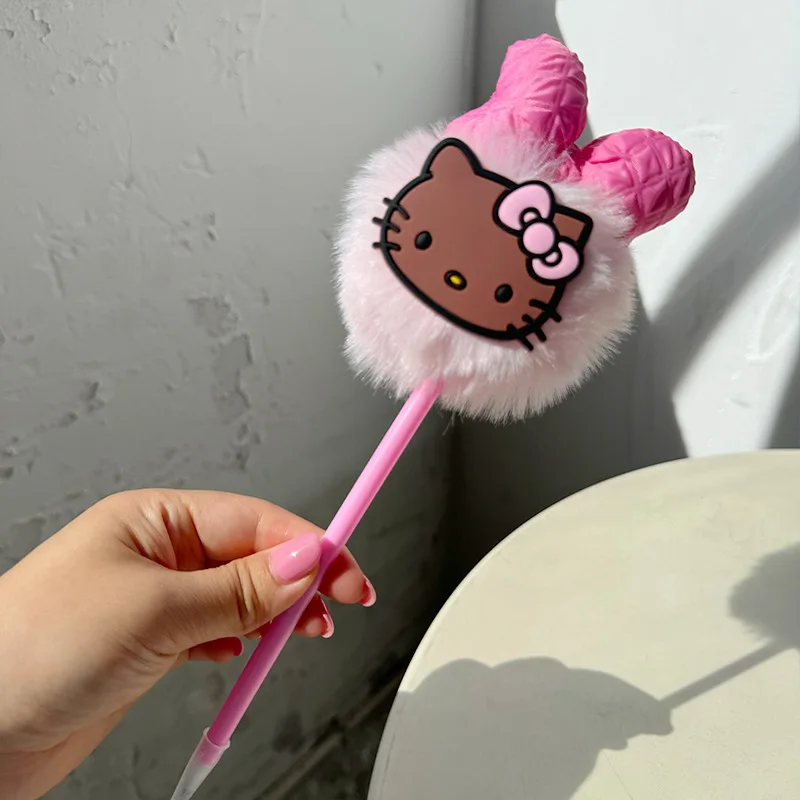 Sanrio Hellokitty Gel Pen terbaru, pulpen tekan cepat kering Ins Kawaii, pena air kecantikan tinggi, alat tulis siswa grosir 4/12 buah