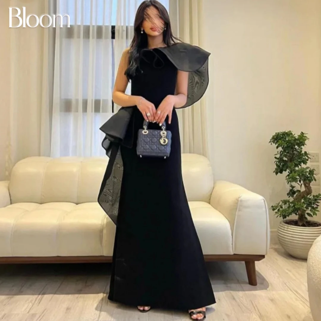 

Bloom One-Shoulder Black Simple Prom Dresses Ruched Ankle-length Sleeveless Formal Evening Dresses Wedding Party Gown 원피스여성의류