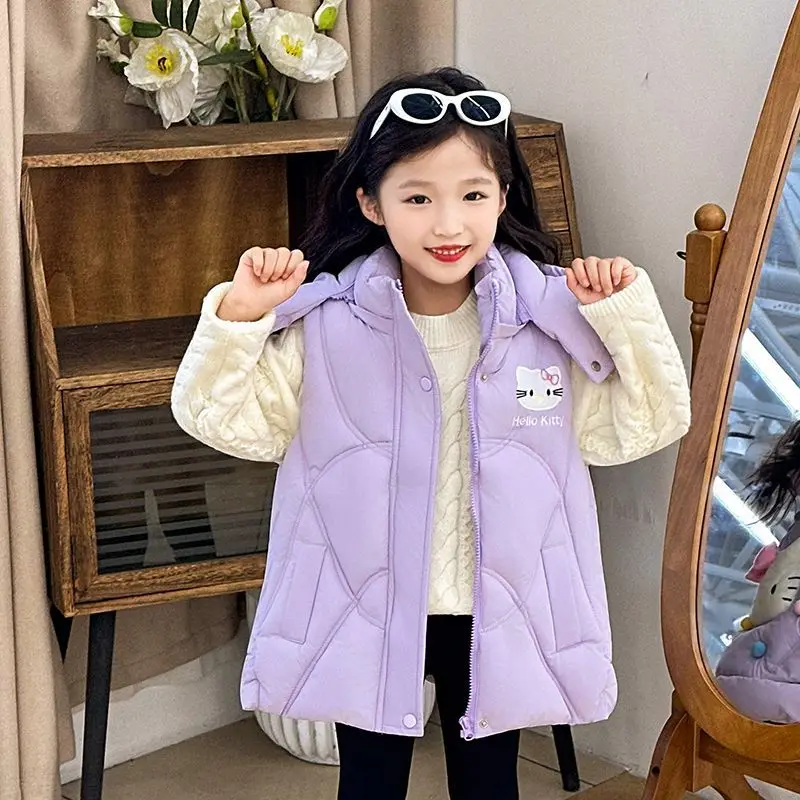 

Kawaii Hello Kitty Sanrio Children Cute Cartoon Comfortable Warm Vest Students Wear Cotton Vests Blouse Christmas Gifts for Kids