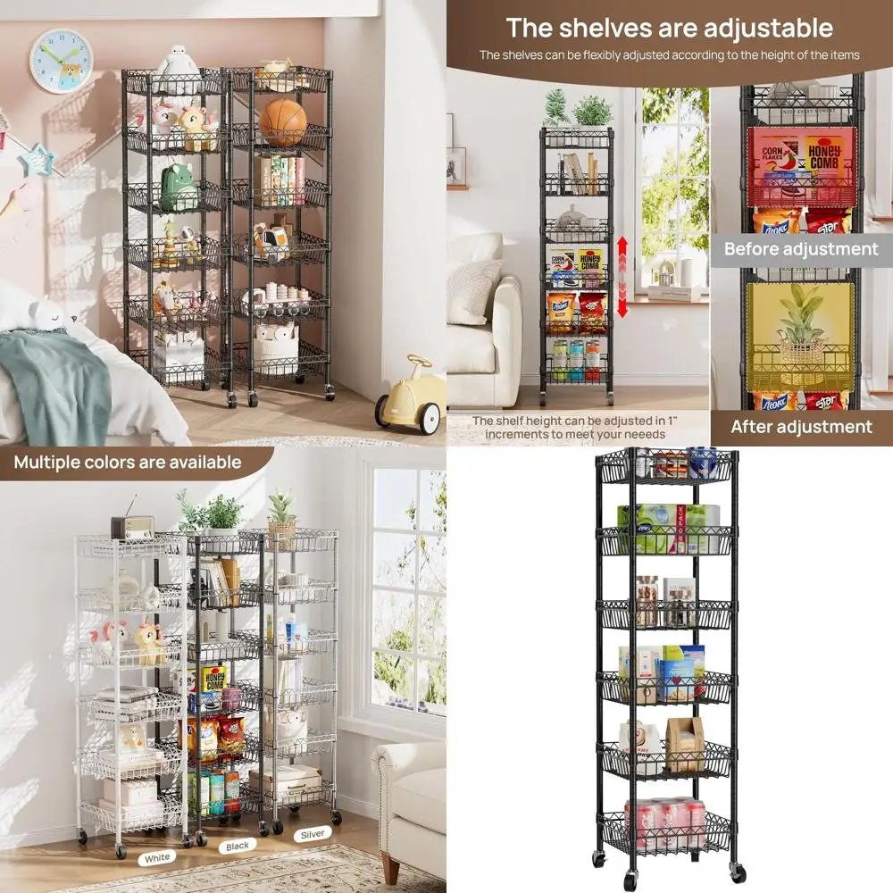 

Black Metal Wire Shelving Unit with Wheels, 14x14x64.8, for Kitchen, Pantry, Closet, Laundry, and Garage Organization