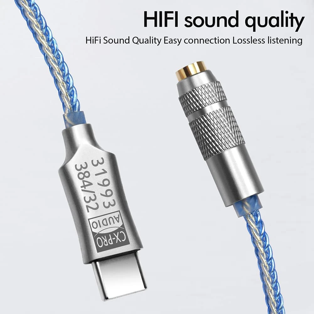مضخم صوت سماعة رأس رقمي HiFi مع شريحة ، محول من النوع C إلى من من ، كابل فك تشفير صوت DAC لنظام Android Win10 ، CX31993