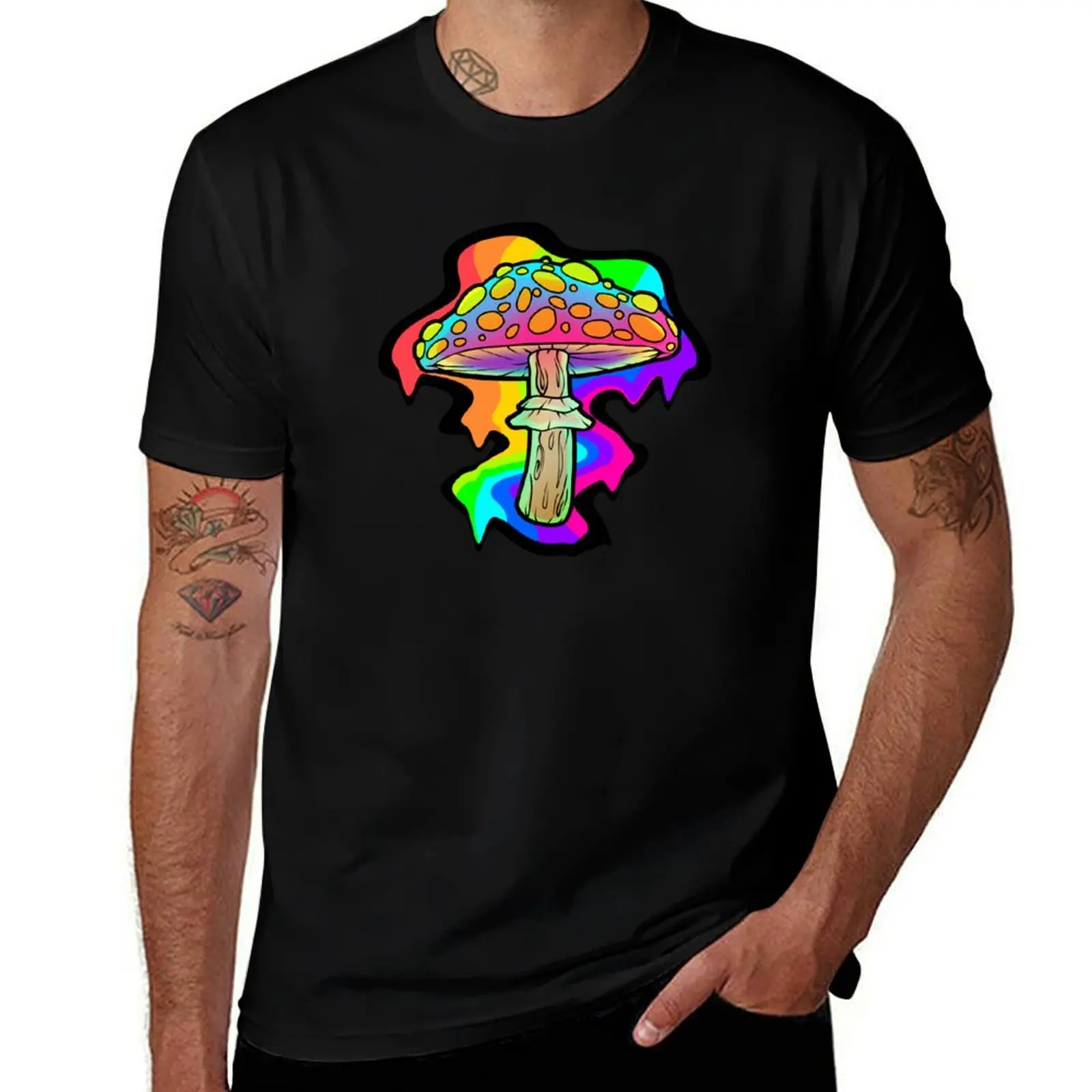 Rainbow acid shroom T-Shirt Work Wear Breathable Tee T-Shirt