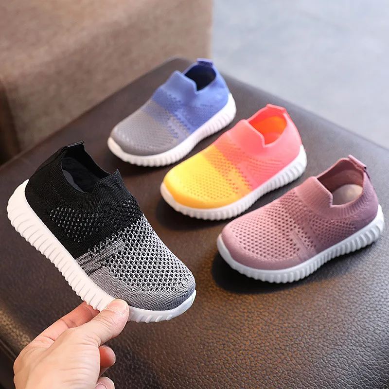 

New Spring Autumn Color-Block Knit Sneakers Kids Shoes School Shoes Older Children Korean Boys Girls Trendy Casual Sport Shoes