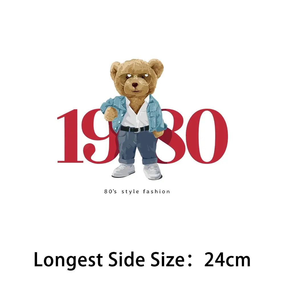 Cartoon Puppet Bear Pattern Heat Transfer Clothing Patch Iron On Transfer For Clothing t Shirt Ironing Stickers Applique