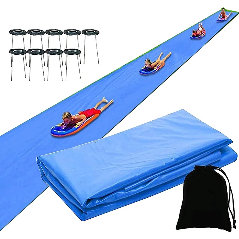8M สนามหญ้าลื่นน้ําสไลด์ Heavy Duty SLIP Slide Tarp กันน้ําลื่น Waterslides กลางแจ้ง Backyard สนามหญ้าฤดูร้อนปาร์ตี้น้ําเกม