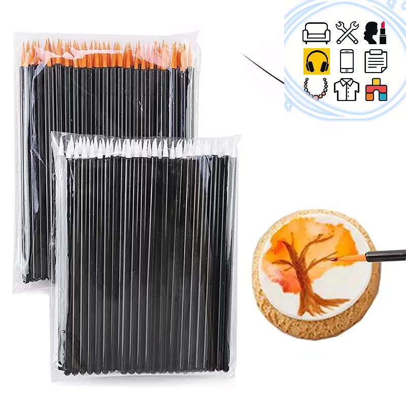 50Pcs Disposable Eyeliner Brushes Fine Fiber Head Eyeliner Cream Applicator Eye Cosmetic Brush With Cap Makeup Beauty Tools