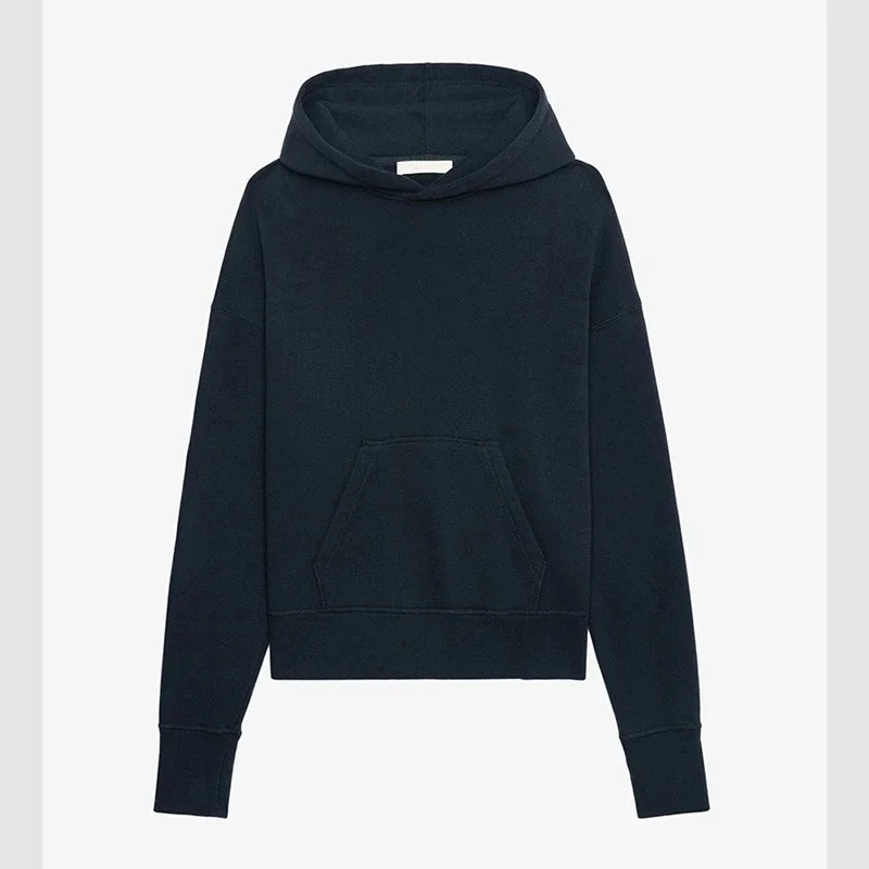 25 primavera nuevo nicho francés ZV frente ala estampado espalda Ángel flocado polar suéter con capucha para mujer