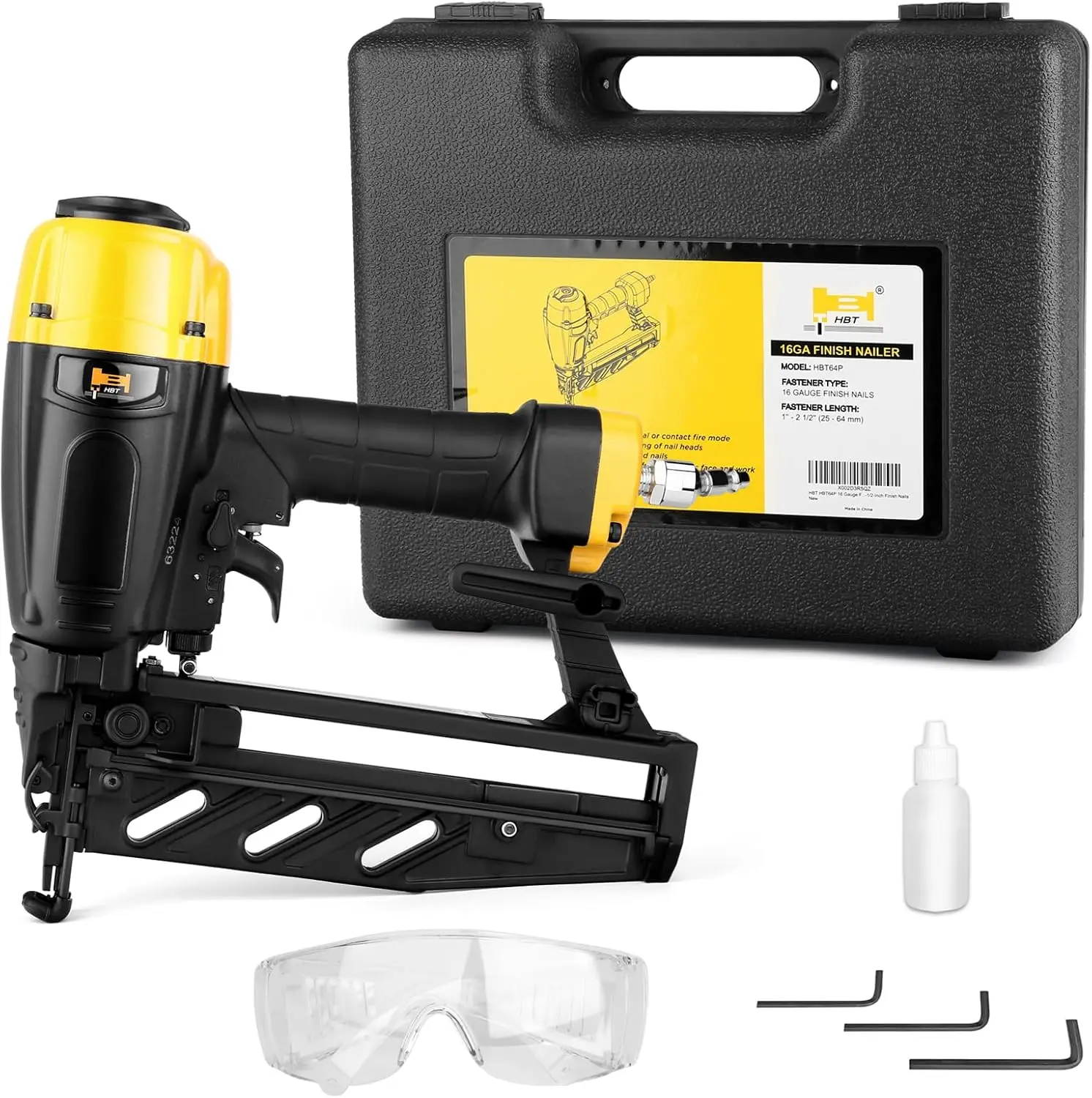 Straight Finish Nailer, 16 Gauge - Magnesium Housing, with Carrying Case, for 1-Inch to 2-1/2-Inch Finish Nails