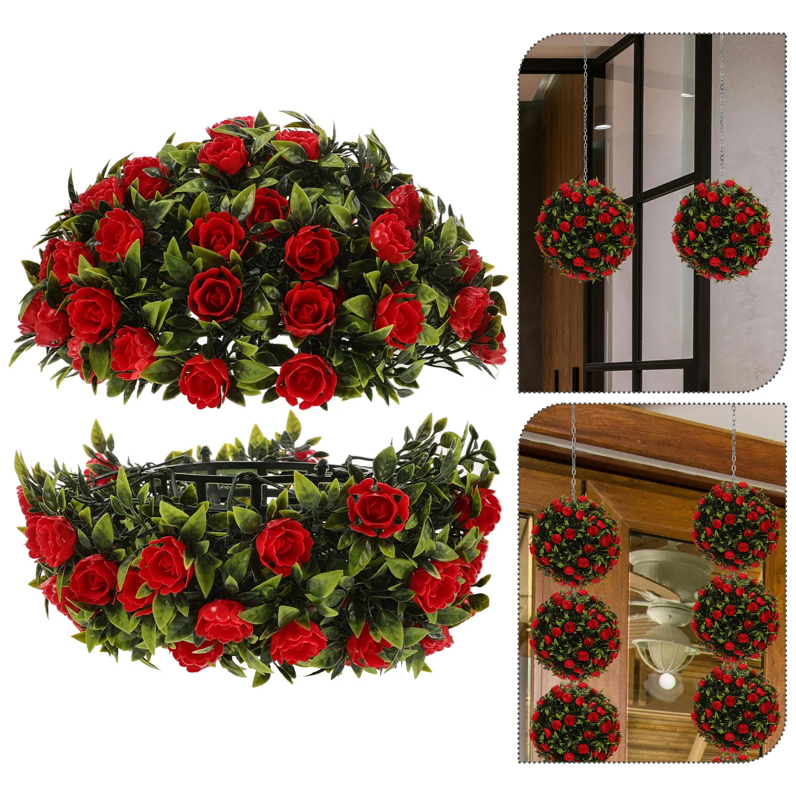 

Artificial Topiary Ball Lifelike Plastic Plant Sphere for Wedding Valentine's Day Party Home Indoor Outdoor Decorative Fake