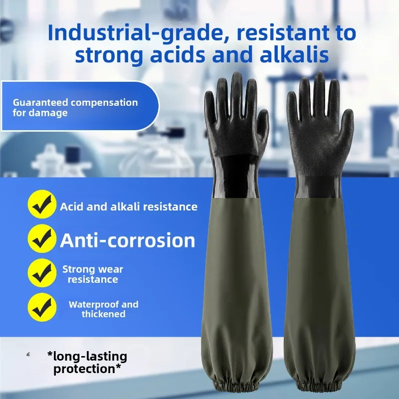 Industrial Acid Alkali Resistant Oil Proof Extended Waterproof Work Gloves Wear Resistant Thick Non Slip Heavy Duty Safety