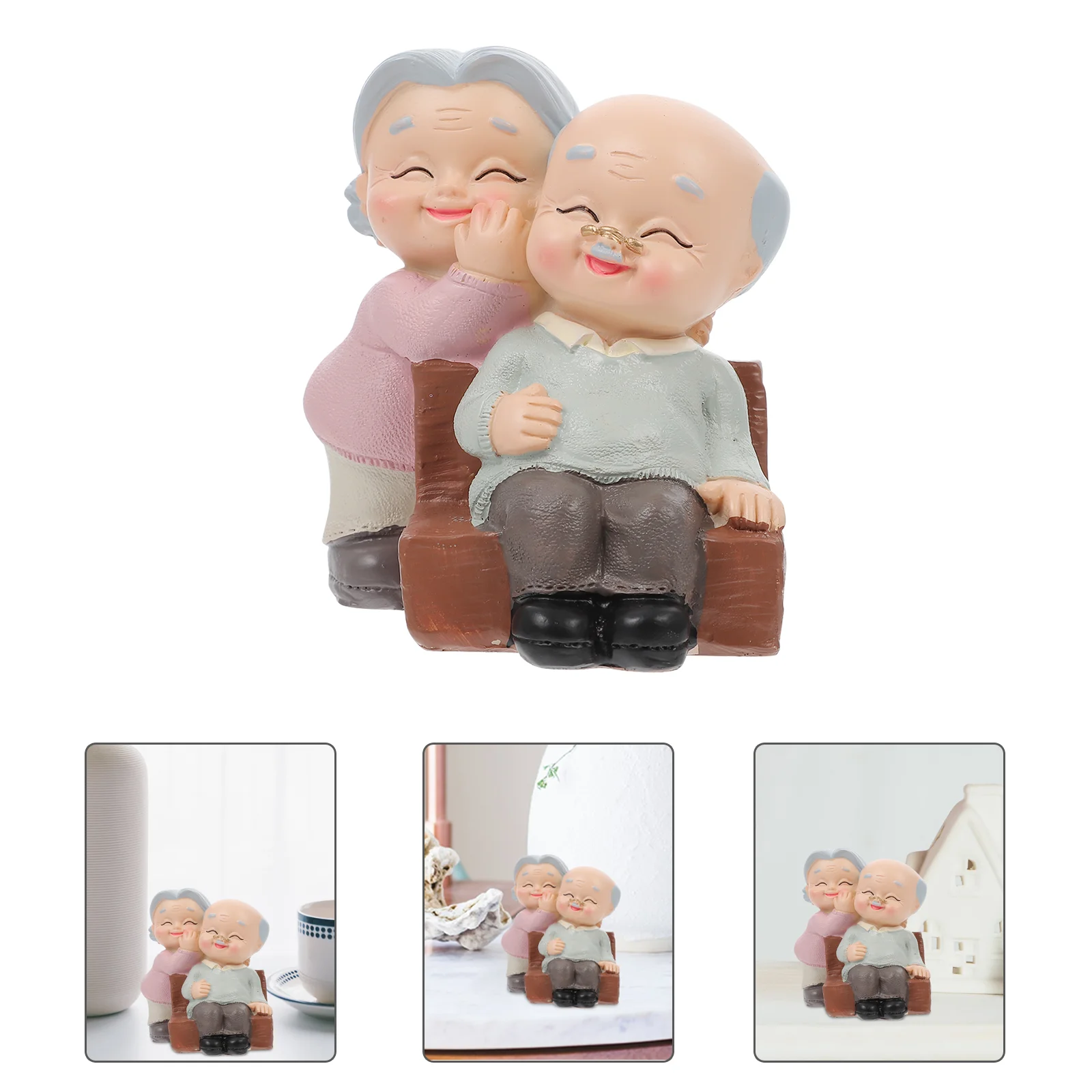 Old Man Granny Ornaments Elderly Statue Car Grandparents Figurine Cake Resin Decoration Figure Lovers