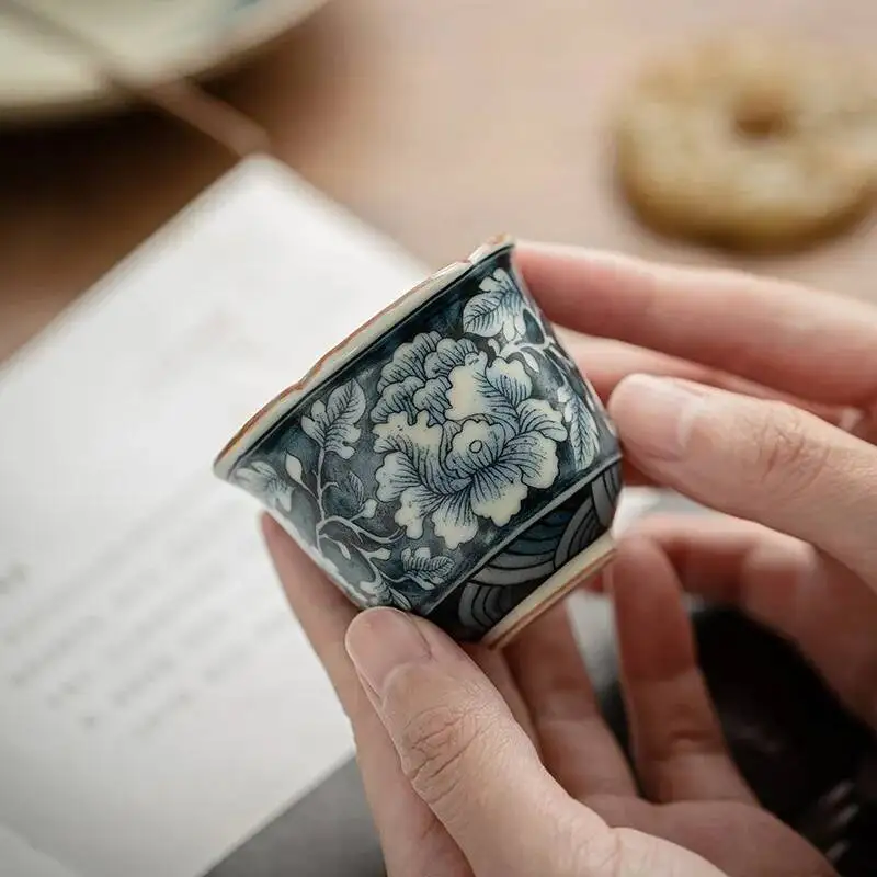 زهرة رو فرن زهرة الفم كوب ماستر كوب السيراميك كوب شاي صغير العتيقة نمط تذوق كوب فرقعة كوب واحد طقم شاي الكونغ فو #3