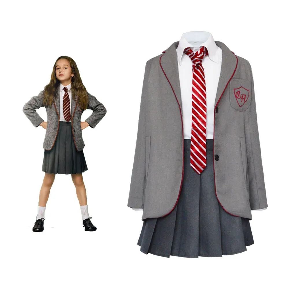 Movie Matilda Cosplay Costume Girls School Uniform Coat Skirt Roald Dahl's Matilda the Musical Halloween Cosplay Outfit for Kids