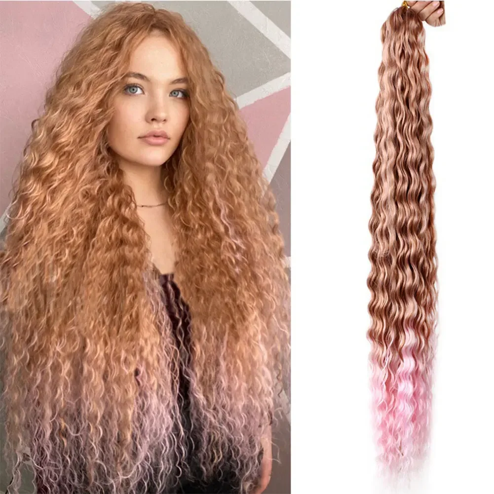 Oceano sintético onda Crochet extensões de cabelo, Torção profunda encaracolado Crochet tranças, Trança macia Bohemian Water Wave, 30"