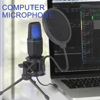 RGB Professional Microphone USB Microfone Condensador Wire Gaming Mic for Podcast Recording Studio Streaming Laptop Desktop PC