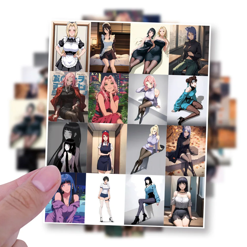 64pcs Cartoon Anime Naruto Girl Group Doodle Decoration Stationery Hand Account Water Cup Computer Stickers