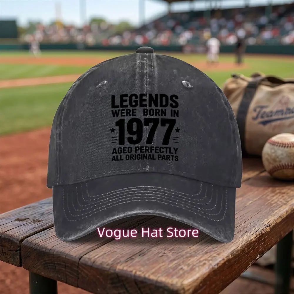 Exquisite Legends Were Born in 1977 Washed Baseball Cap, Adjustable Buckle Design, Lightweight And Breathable, All-Season Unisex