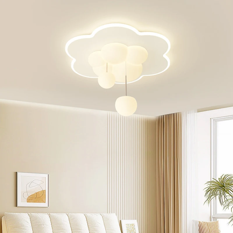 Nordic Children\'s Room Ceiling Lamps Cream Cloud Bubble Lamp Romantic Warm Little Boy Girl Bedroom Ceiling Lights Remote Control