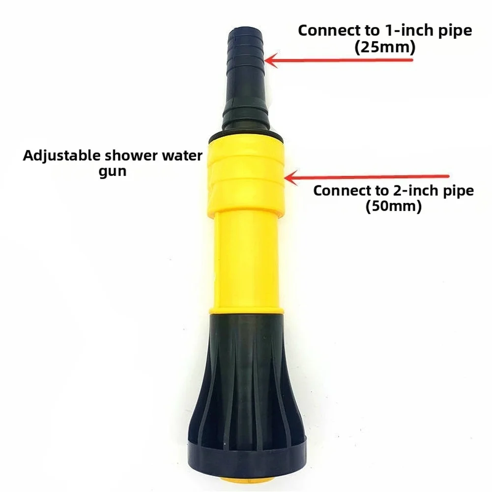 Water Spray Nozzle for Garden Farm Adjustable High Pressure Flow 1 Inch 2 Inch Standard Connector PP 26 cm Compact