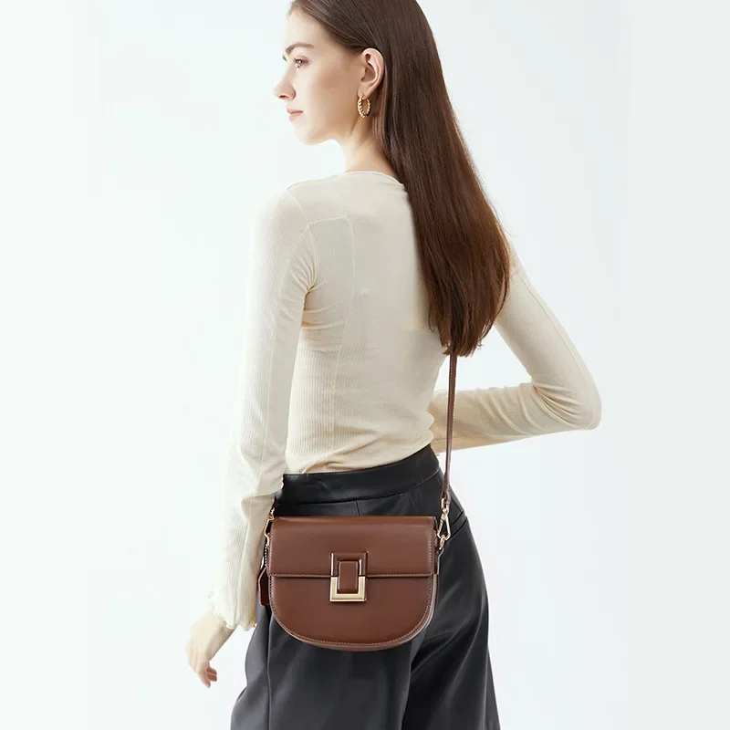 Jonlily Women Genuine Leather Shoulder Bag Female Fashion Crossbody Bag Casual Daybag Saddle Bags Handbag Daybag Purse -KG852