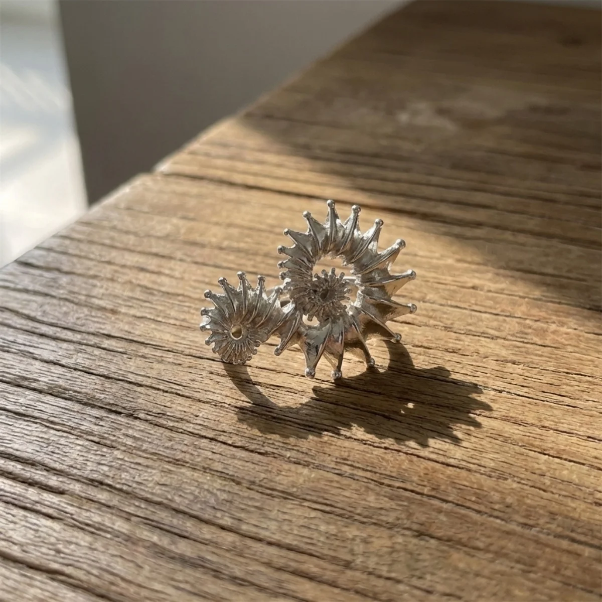 Kreative Vintage Muschel-Öffnungsringe für Damen und Herren, Bohemian Silberfarben, geometrischer Spiral-Fingerring, Sommer, Ozean, Strand, Schmuck – Detail 12
